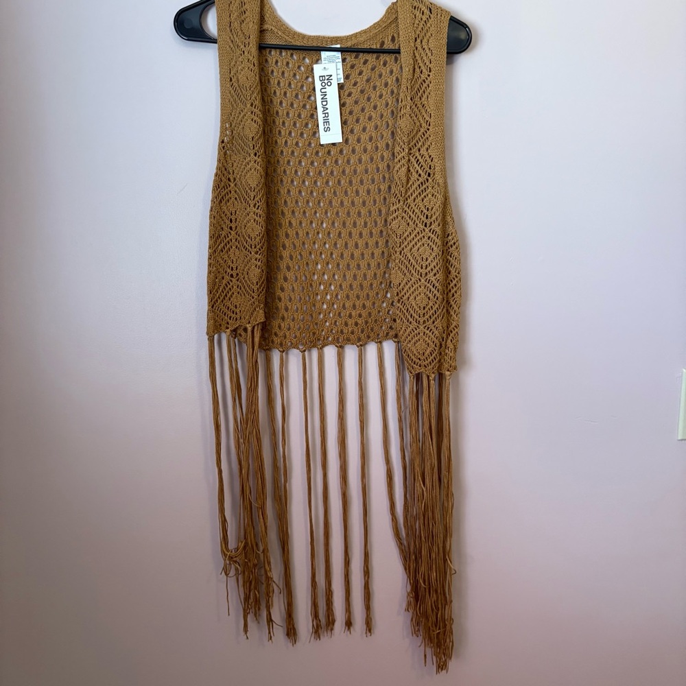 ❤️NOT FOR SALE No Boundaries Tan Fringe Cardigan